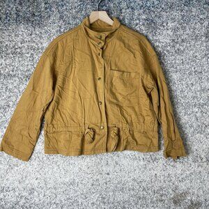 Madewell Jacket Womens Small Tan‎ Brown Stand Collar Button Utility Cotton Blend
